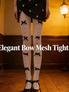 Sexy Fishnet Lolita Bow Socks, Japanese Style Girl Silk Stockings, Handmade Butterfly Knot Hollow Out Mesh Socks