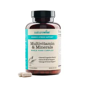 NatureWise Women's Multivitamin with Stress Support, Organic Whole Foods & Natural Minerals - B-Complex, Vitamin C, D3-K2 for Immunity, Hair, Skin & Nails - Non-GMO, USA-Manufactured
