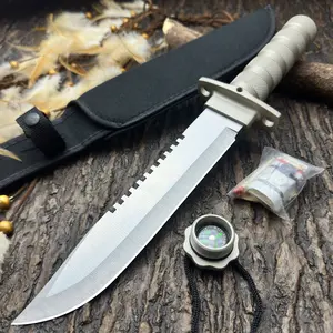 Camping Kitchen Multi-Tool Knife, Fixed Blade with Built-In Compass & Fishing Kit, Nylon Sheath Included