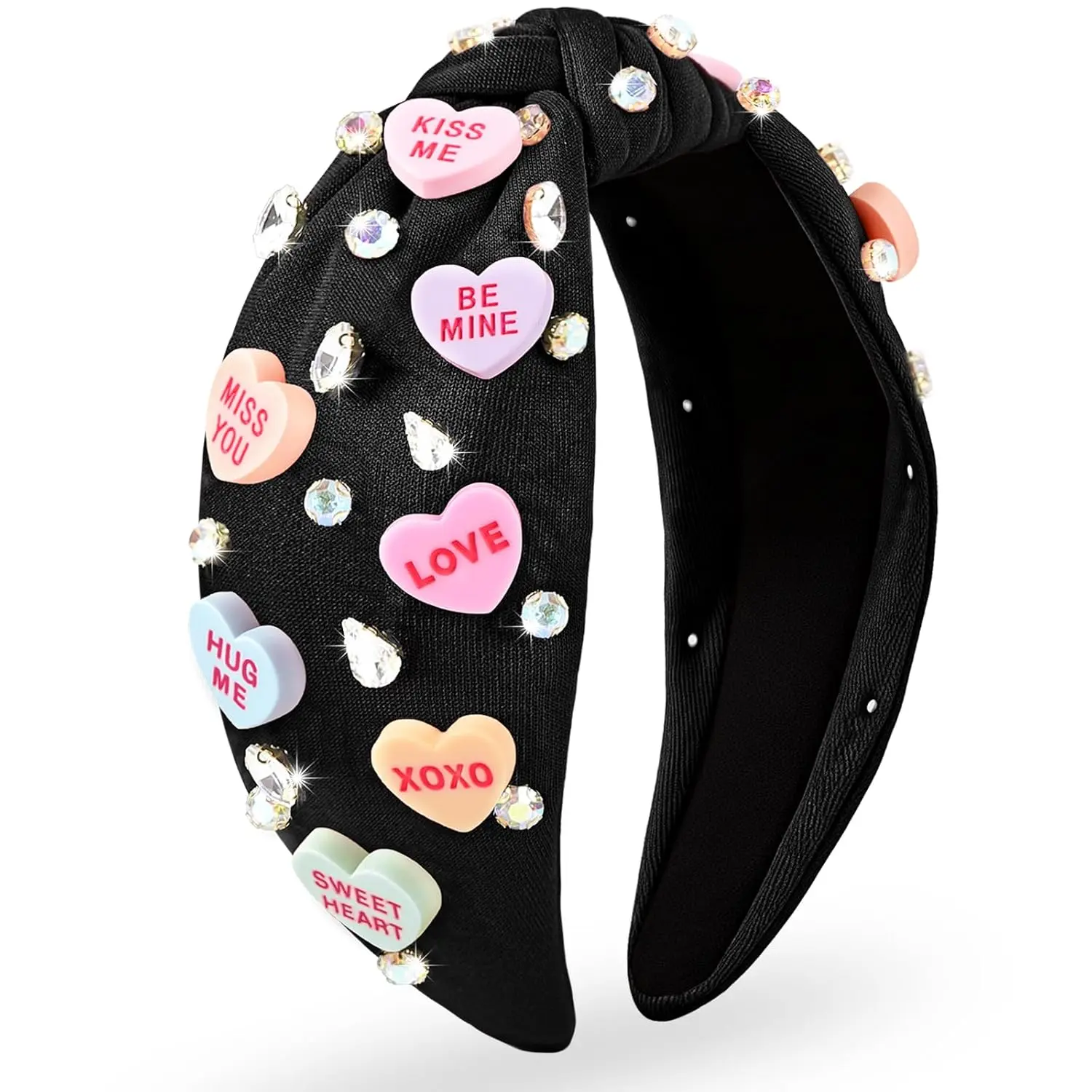 Valentines Headbands for Women Teen Girls, XOXO Love Heart Headband, Valentines Day Gifts for Her Teacher Daughter Wife Mom, Valentine Hair Accessories to Match Outfit Clothes Shirt Dress (Black)