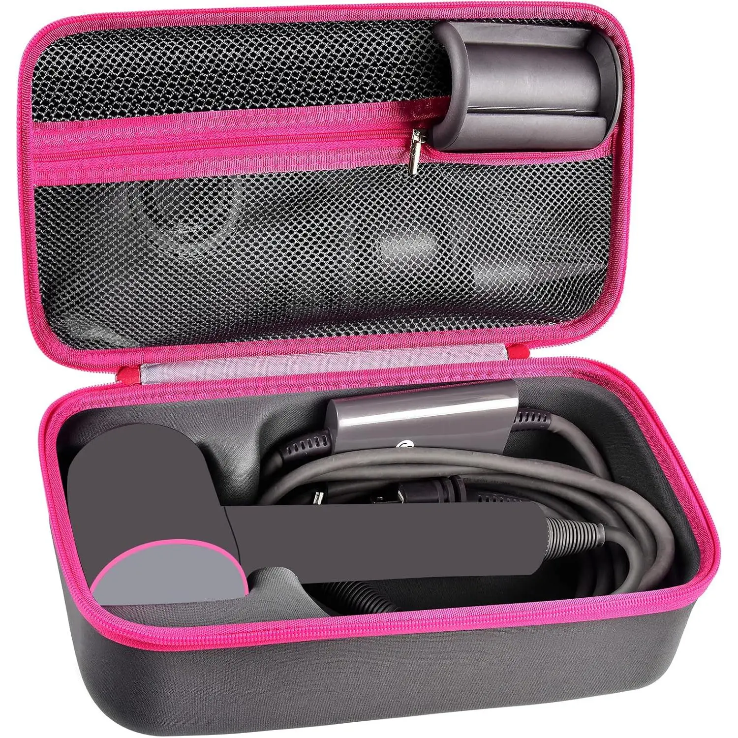 Portable Hard EVA Shockproof Case for Dyson Supersonic Hair Dryer (12.44*6.14*6.14in Bathroom Gadget), Double Zippers, Zippered Mesh Pocket for Hair Dryer Attachments/Brush Storage, Durable Birthday/Mother’s Day Gift (Limited Edition Accessories Box Only)
