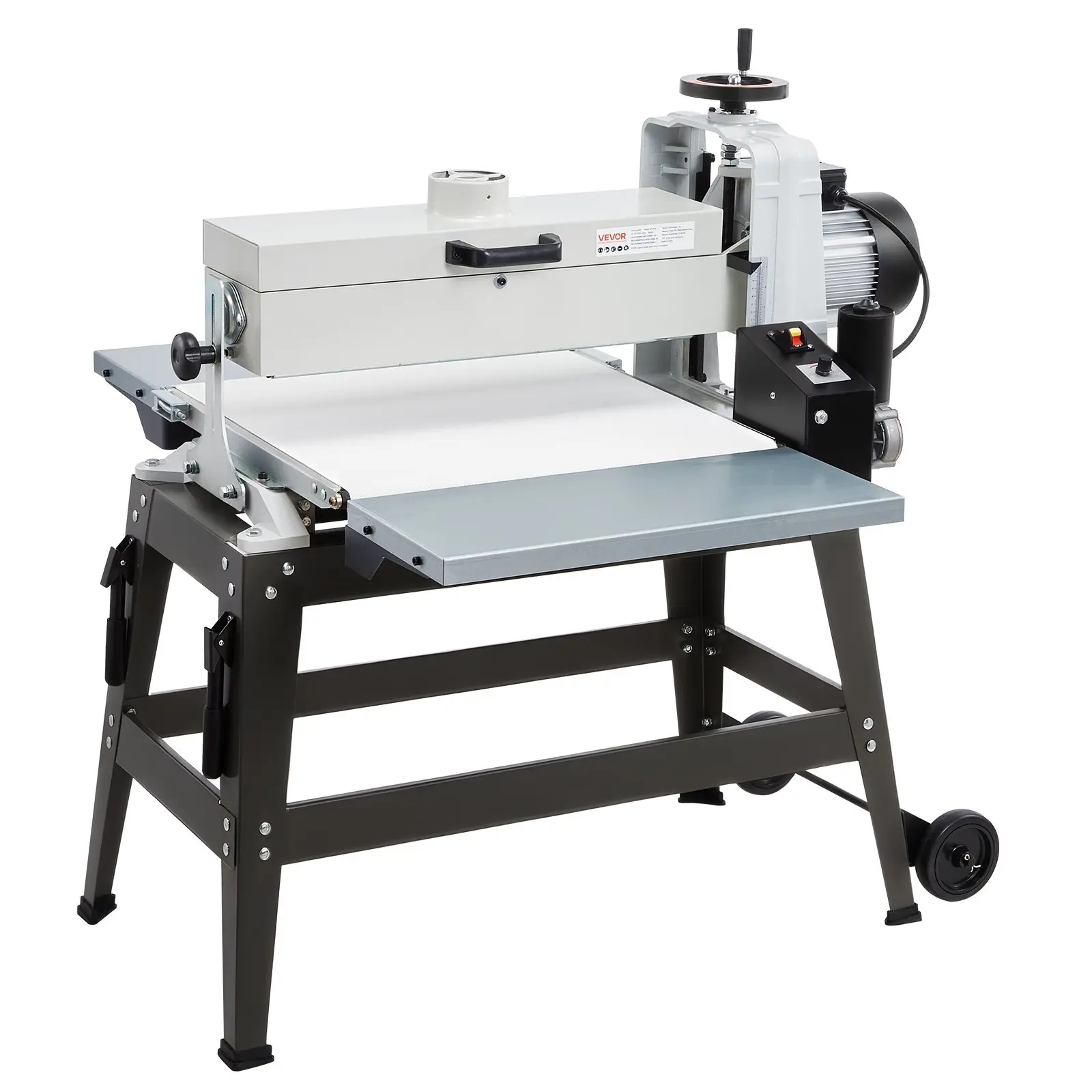 VEVOR 22 inch Wood Sander with Stand & Extension Tables, 1.75HP 1440RPM Dual Motor Woodworking Tool - Variable Speed Conveyor Belt, 4 Dust Collection Ports for Cabinet Furniture Finishing