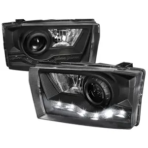 1999-2004 Ford F-250/F-350/F-450/F-550/Excursion Projector Headlights w/ SMD LED Light Strip (Matte Black Housing/Clear Lens)