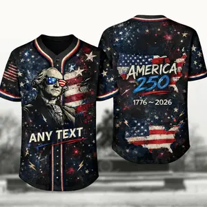 Patriotic Baseball Jersey Shirt, USA 250 Independence Day Shirt, 4th of July Gift for Men Women
