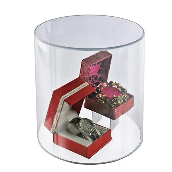 Azar Displays Clear Acrylic Cylinder, Plastic Round Container and Riser, 8"W x 10"H