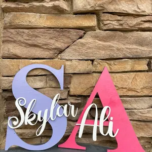 Custom Wooden Wall Name Sign for Modern Nursery and Bedroom Decor - Big Letter Capital Block Letter Design - Christmas Gift