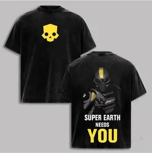 Helldivers + Intergalactic Soldier Vibe + Washed Oversized Heavy Fabric Tee + Streetwear Aesthetic + Collector Edition Shirt