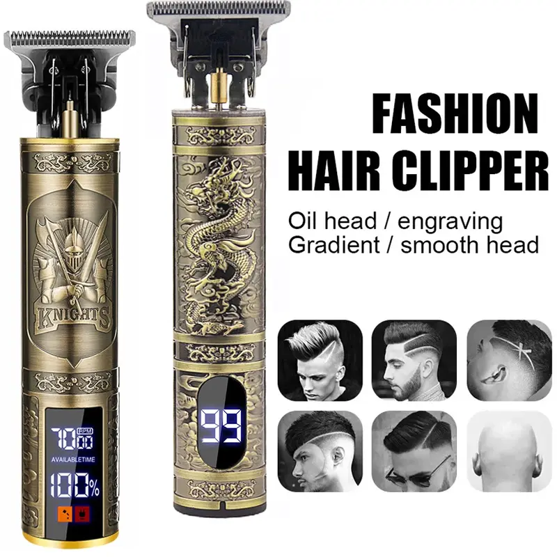 Kit USB-Rechargeable trimmer Vintage Hair Clipper Cordless Trimmer portable USB Fast Charging Hair Cutting Machine Electric Shaver Barber Professional Barber   beard