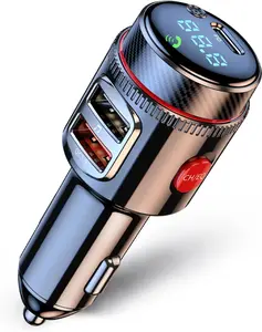 Bluetooth.Car Adapter FM Transmitter, USBC PD W & QC.W Fast Charging, HiFi Bass EQ, CVC HandsFree Calls, Siri Google Assistant, Wireless Radio Adapter for V/V Cars/Trucks/Vans