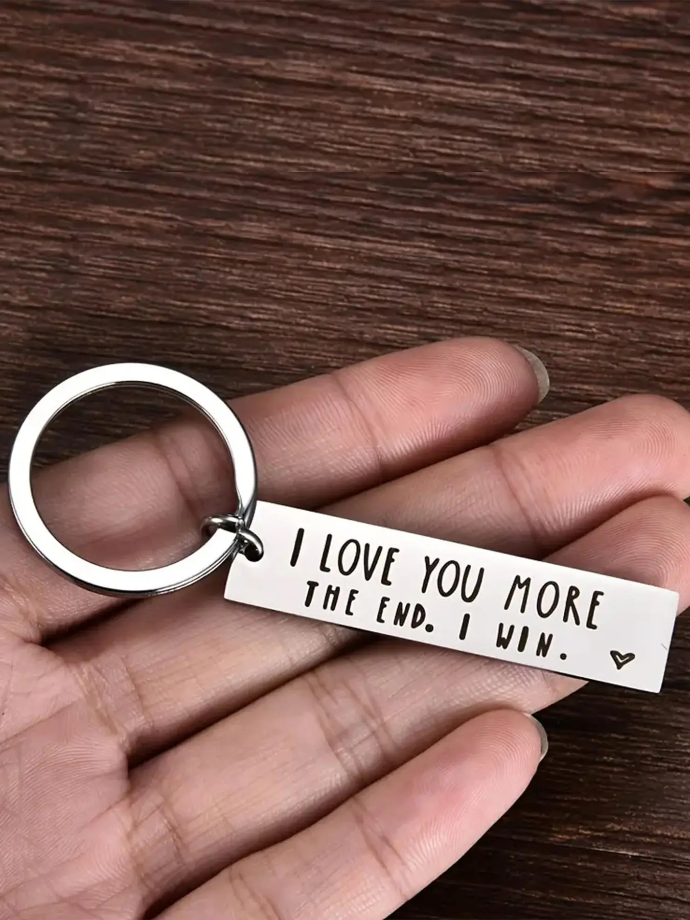 Creative Slogan Pattern Metal Keychain As Valentine's Gift, Slogan Stainless Steel Key Ring for Car Keys with Long Bar Pendant, Fashion Keychain Kawai