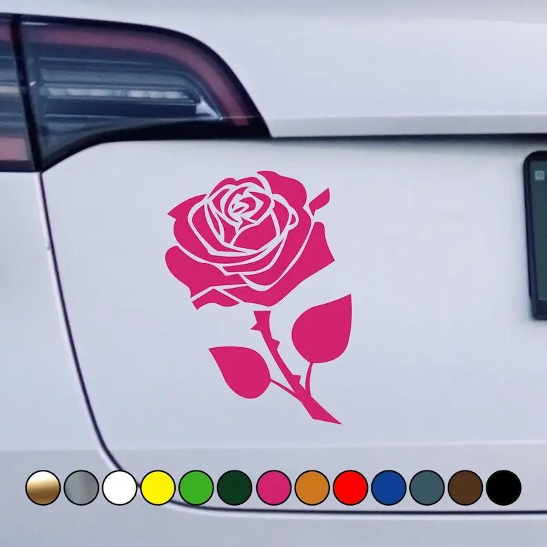 Flower Beautiful Rose Sticker Flower Bloosom Spring Nature - Perfect Cut Color Decal Vinyl Sticker - Multiple sizes and colors available!