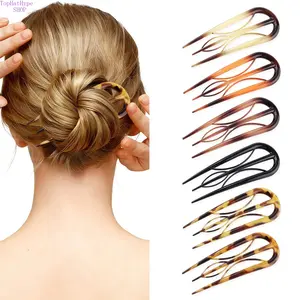 6Pcs French Hair Pins for Women, Elegant U-Shaped Acrylic Hair Forks for Updos, Chignons & French Twists, Durable Secure Styling for All Hair Types