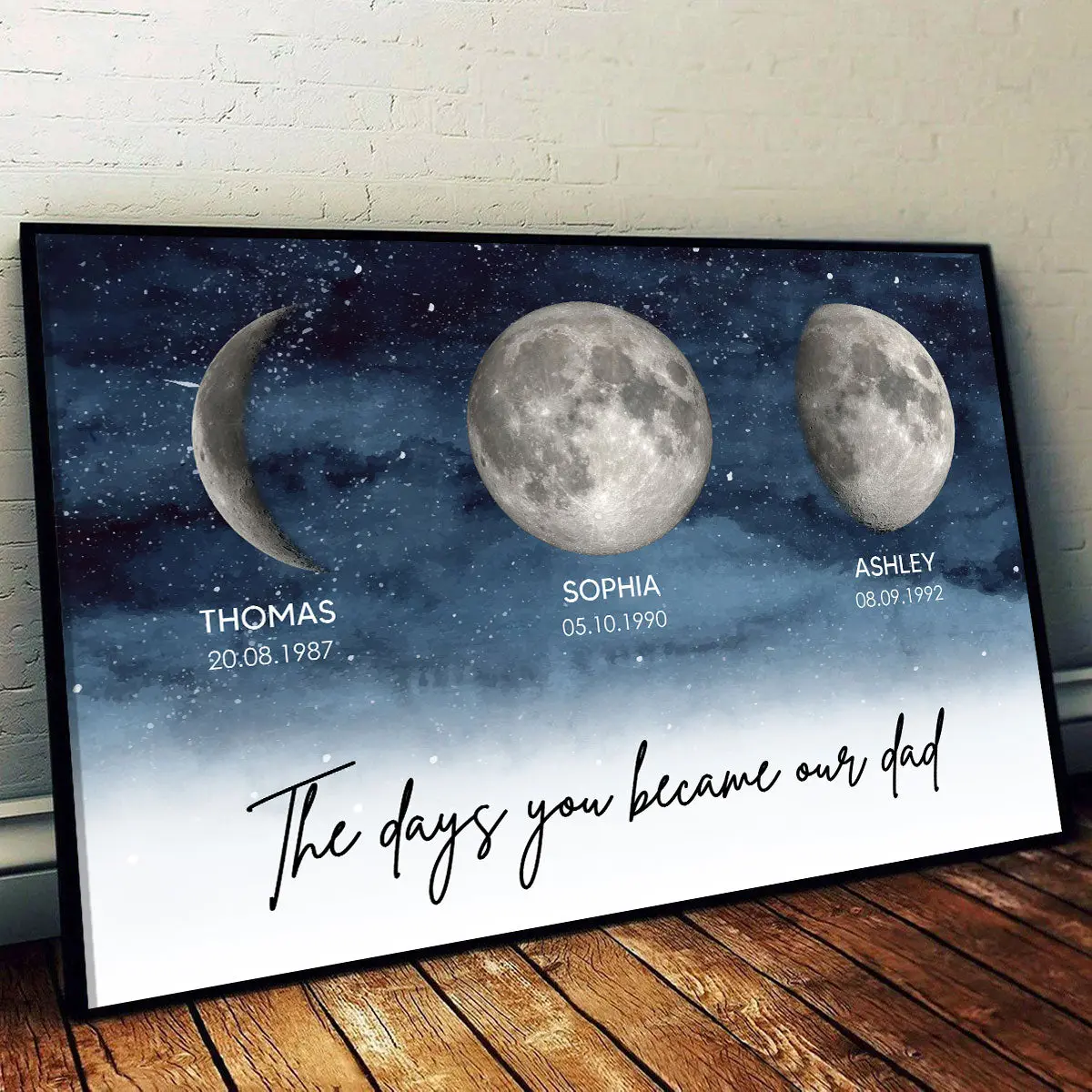 Starry Night Custom Birth Moon Phase The Days You Became Our Dad, Personalized Poster Gift For Dad (FRAME NOT INCLUDED), Gift For Husband, Gift For Grandpa, Fathers Day Gift Ideas