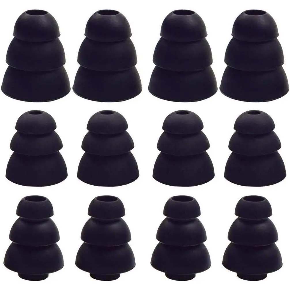 Silicon Noise Cancelling Electronic Flange Eartips for 4mm-5mm Inner Diameter Earbuds & In-Ear Headphones, 6 Pairs (S/M/L Sizes), Black (4mm Inner Hole), Other Inner Hole From 4Mm To 5Mm, Taotronics Earbuds