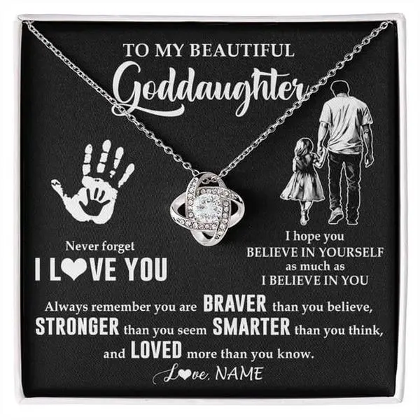 To My Daughter Necklace With Heart Touching Message Card Box, Birthday Gift for Daughter From Parents, Love Knot Necklace For Daughter From Mother/Father, Graduation Gift