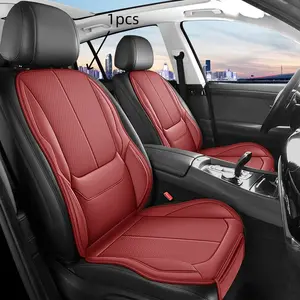 Car Front Seat Cushion, Breathable Leather Fabric, Ergonomic Design, Hidden Lumbar Support, Elevated Leg Rest, Comfortable Driving