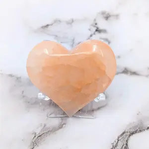 Peach Selenite Heart Lv4133 Polished Gemstone 2.1 Inch Peach Selenite 2.1" Heart #LV4133