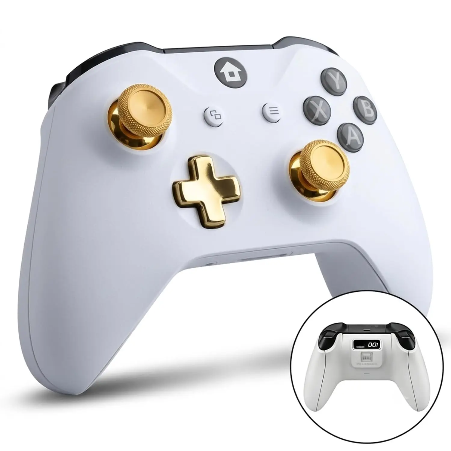 LYNORX Wireless Controller, Bluetooth Gamepad Compatible with Xbox Series X|S, Xbox One and Windows PC, Rechargeble 1400mAh Battery with Real-Time LED Indicator, Dual Rumble Motors, 360° Precision Joysticks, 3.5mm Audio Port, White & Gold Android Console