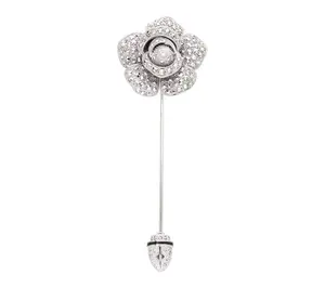 Dallas Prince Sterling Silver Chrome Marcasite Rose Stick Pin