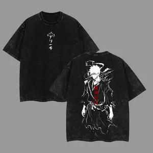 Ichigo Kurosaki Washed Tee – Bleach Oversized Anime Shirt, Heavy Cotton T-shirt Apparel Soft Unisex Relaxed Fit Vintage Streetwear Crewneck