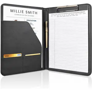 Padfolio with Clipboard Portfolio Binder for Resume, Legal Document, Business Office Conference, Legal Pad Portfolio Folder for A4 Letter Size Notepad, 8.5 x 11 inch, with 1 Ruled Notebook