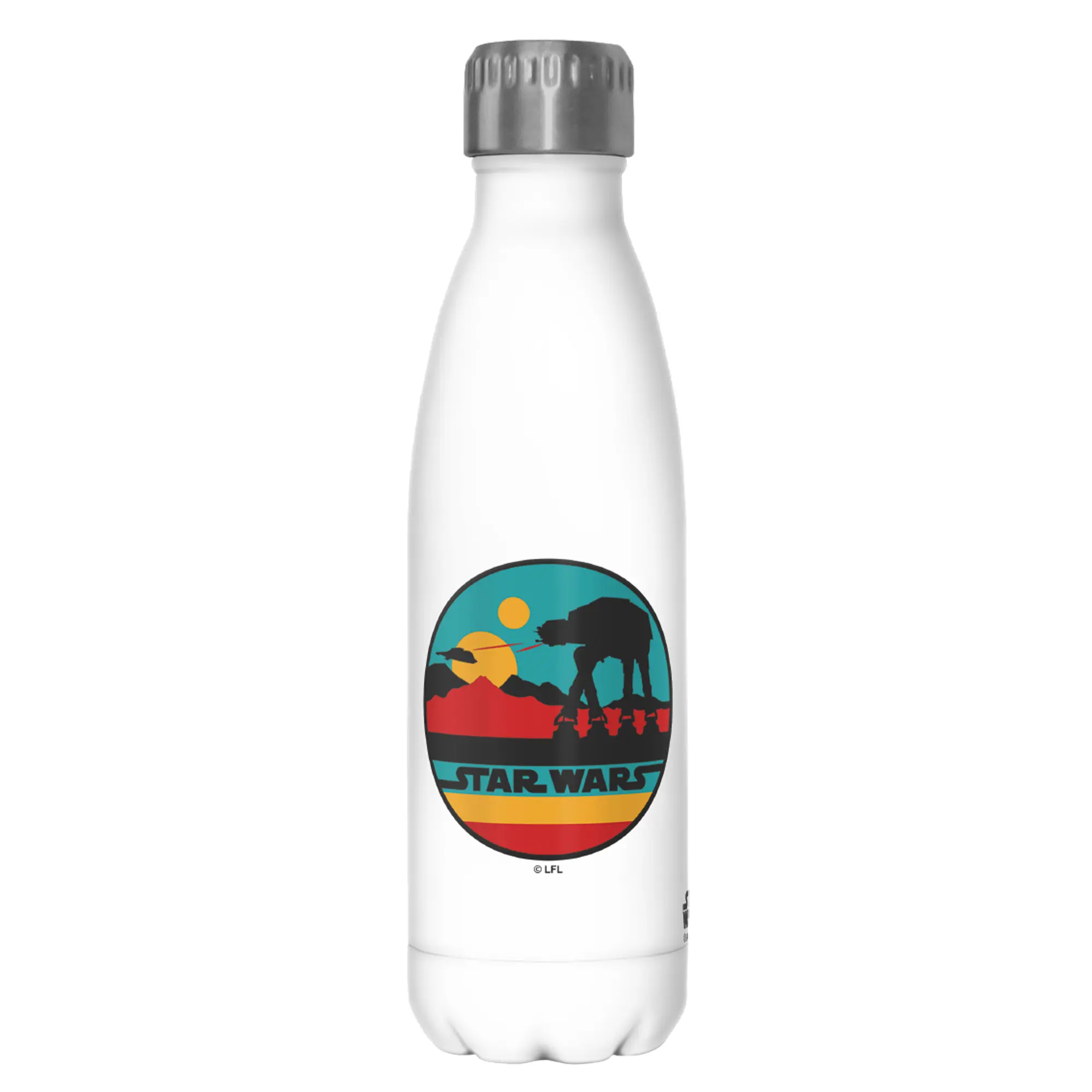 Star Wars AT-AT Retro Circle Printed Stainless Steel Water Bottle, Portable Insulated Double-Wall Leakproof Carry Drinkware