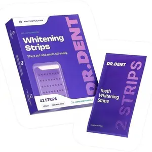 DR.DENT Purple Teeth Whitening Strips - 42 Whitening Sessions - Non Sensitive Teeth Whitening - Peroxide-Free - Our peroxide-free formula is ideal for sensitive teeth