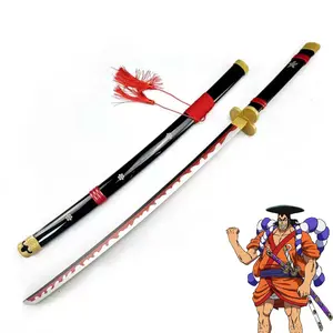One Piece Roronoa Zoro Black Enma Katana 42in Black Scabbard Red Tassel Cosplay Sword, Wooden & Steel Unedged Anime Prop FYP Viral weapon