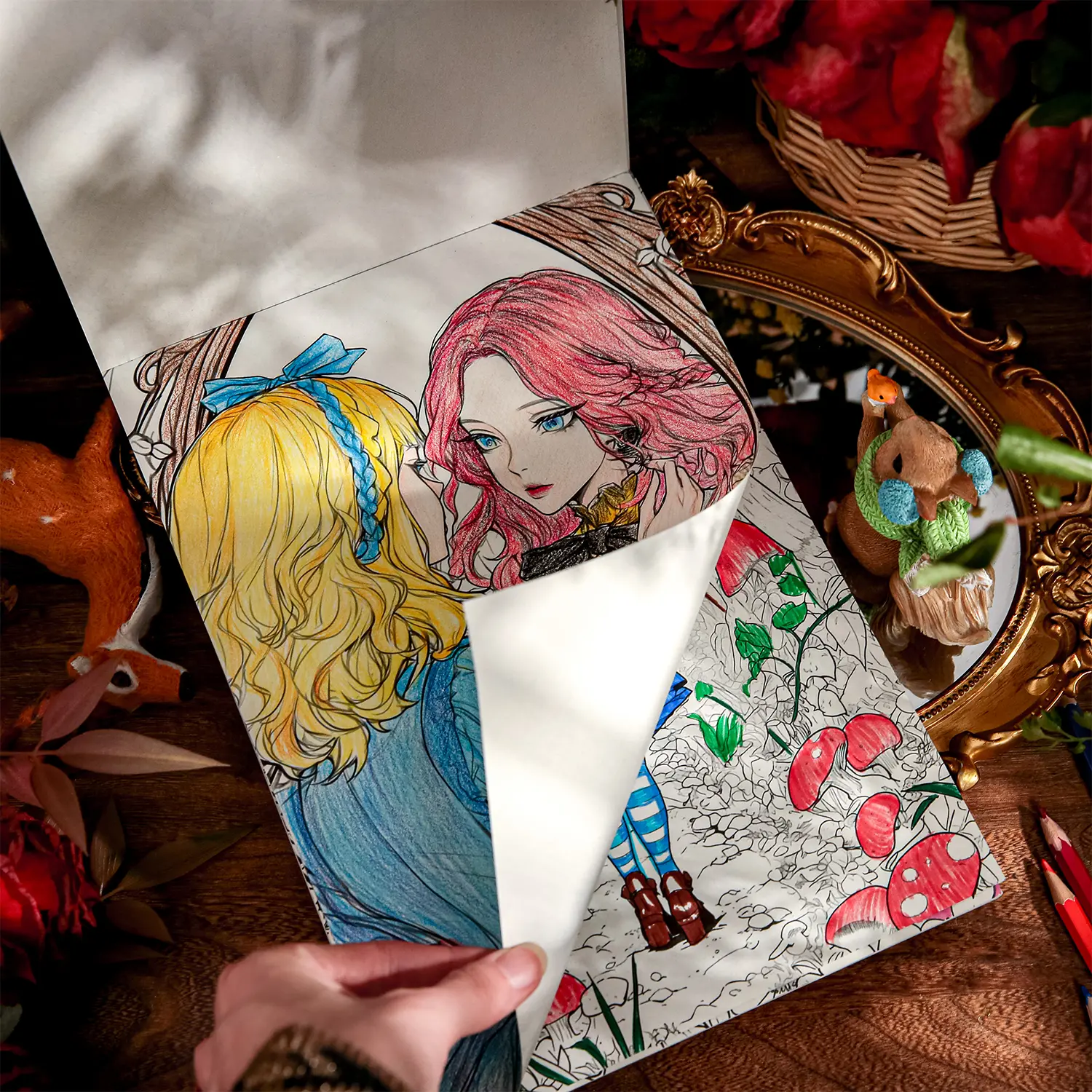 22sheets/book, Mirror Encounter Series Coloring Book, Characters, Plants, Thickened Paper, Large Size Art Coloring Book, Art Drawing, Coloring Book