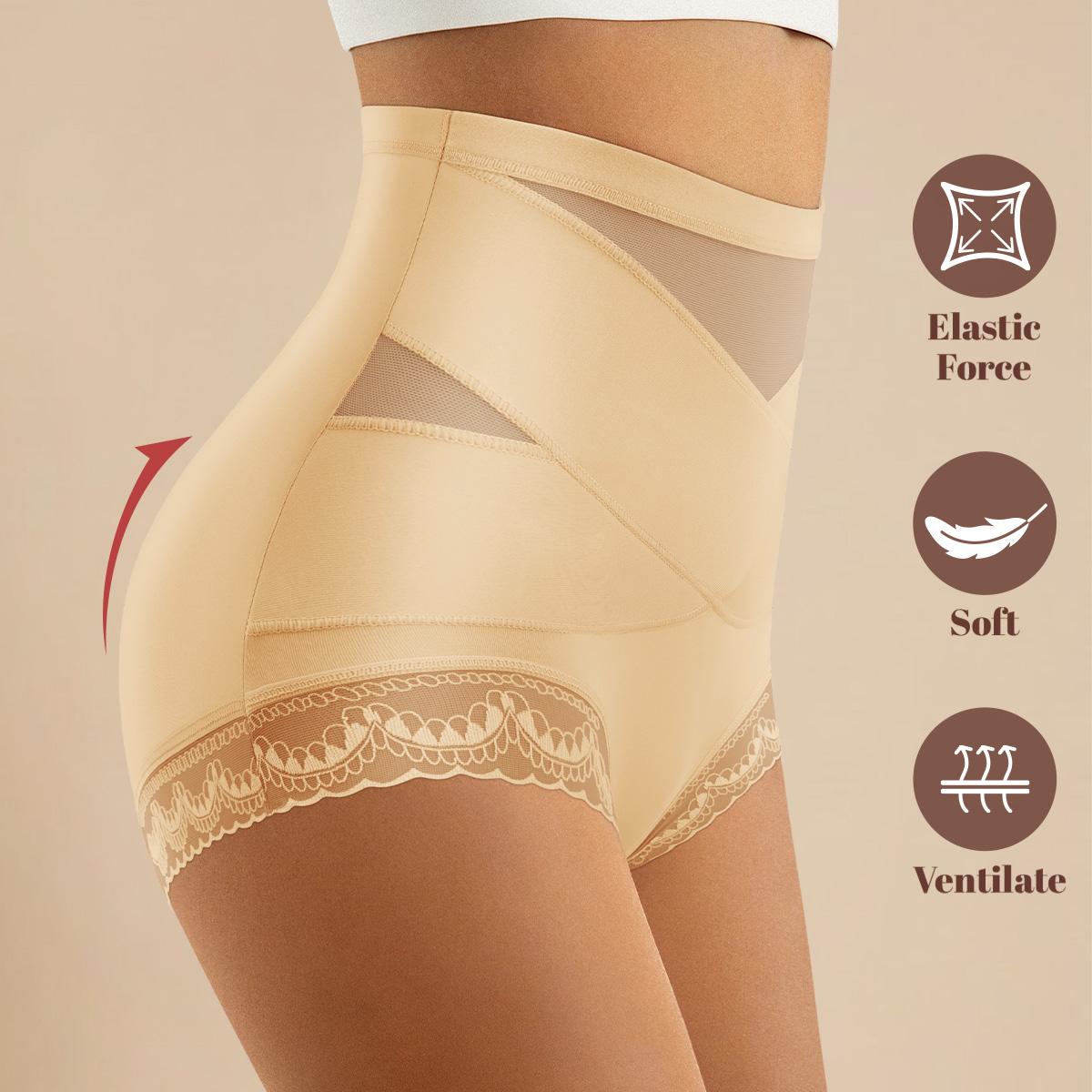 Morelect 5/8 Pack Women‘s High Waist Panties, Cross-Front Design & Side Lace Briefs, Lightweight Breathable Everyday Underwear, All Season Comfort Undies