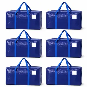 6-Pack of Extra-Large, Heavy-Duty Moving Bags—Waterproof storage bags with handles and zippers, foldable, ideal for college dorms and home storage. SummerVibes. summerwins Plastic Smooth