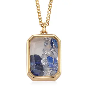 Blue and White Crystal Pendant Necklace in Goldtone 20 Inches Blue and White Crystal Pendant Necklace in Goldtone 20 Inches