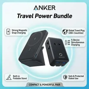 #SummerVibes Anker Magnetic Power Bank, Built-In Foldable Stand, USB-C Port on the Side, 5,000mAh Capacity+Anker Nano Adapter, 5-in-1 Ultra-Compact Global Charger tiktokshopspringglowup summervibes