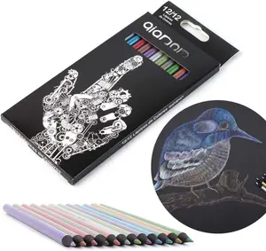 Metallic Colored Pencils 12 Colors -  Black  Colored Pencils Pre-sharpened Wooden Sketching Pencils Set for Adults Coloring Book, Art Drawing, Black Paper, No Duplicates