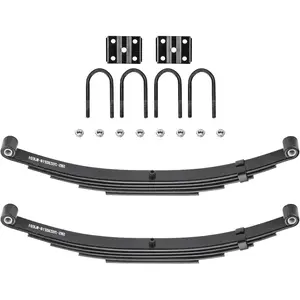 5 Leaf 3000lb Capacity Double Eye Spring for 5200lb-6000lb Trailer Axle & U-Bolt Kit, 25-1/4" Length, 1.75" Width, 3" Free Open Replaces for SW5, 2 count