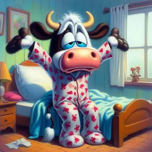 5D DIY Full Drill Round Diamond Painting - Diamond Art Kit Tired Cow Mosaic, Canvas - DIY Decor Art, Home Wall Decor, Perfect for Halloween and Christmas, Independence Day, Birthday and Anniversary Gifts.