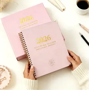 2026 90-Day Weekly & Monthly  Organizer Journal Spiral Planner Elegant Pink with Gold Accents, 3 Stickers, Vision Board & Mind Mapping to Increase Productivity, Time Management and Hit Your Goals, Gift for Her