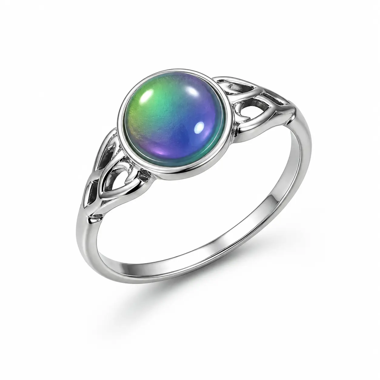 September Laurel Color Changing Bead Ring, Mood Change Ring, Adjustable Rings, Unique Rings, Jewelry Rings, Metal Rings, Beautiful Rings, Simple Fashion Versatile Ring, Perfect Gift for Men and Women, Party Travel Daily Wear
