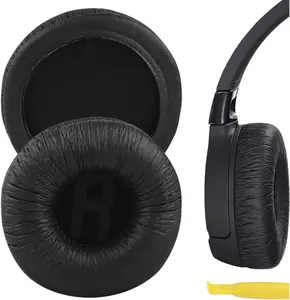 Geekria Leatherette Replacement Ear Pads for JBL JR300, Tune 500, Headphones Ear Cushions, Headset Earpads (Black)