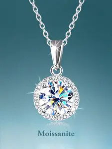 Elegant Women's Moissanite Necklace S925 Silver Color Chain, Ideal Gift for Birthdays, Weddings, Anniversaries, Holidays