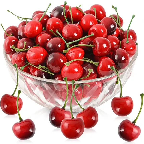 Artificial Cherry Fruit Fake Cherries Red Simulation Red Black Cherries Artificial Cherry Decorations Fake Fruit Model Home House Kitchen Party Decoration 100 PCS Decorative Ornaments Fake Flower Basket Fake Blossom Plants