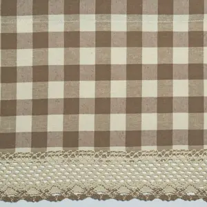 GoodGram Buffalo Check Gingham Custom Window Curtain Treatments - Single Valance 58 in. W x 14 in. L, Taupe