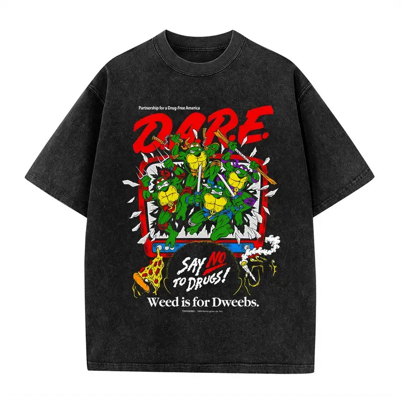 Washed Cotton Unisex Classic Ninja Retro DARE SAY NO TO DRUGS Tee, Vintage Turtles Graphic Shirt, Gift for Fans Gift for Women Gift for Men