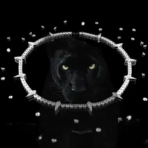 [ICE HUE]18K Gold Vacuum Plated Copper with 5A+ Sri Lanka Zircon Black Spike Necklace Miami Italy Mexico & Micro Inspired for Women & Men Jewelry,Daily Wear,Casual Fashion,Gift Idea,,Classic,Minimalist,Simple,Sporty Style