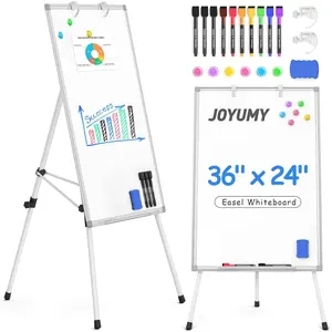 36x24in Dry Erase White Board with Height Adjustable Tripod Easel Stand, comes with Markers Eraser & Magnets for School Office Home