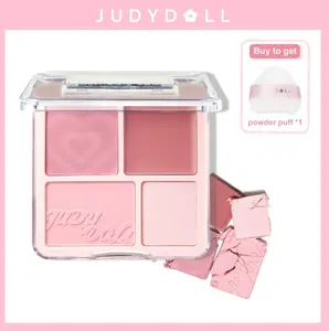 Judydoll 2 in 1 Blush Highlight Palette, Powder& Cream, Sweet, Natural, Brightening SkinTone, Highlight, Smooth, Soft Color, Light Pink Blush For Girls, Cute and Lightweight, Long-lasting, Holiday Gift, Springtok