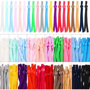 200 Pieces Elastic Earloop Cord with Adjustable Buckle Sewing Elastic Strap Band for DIY Craft Mixed Colors