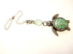 Green Sea Turtle Rear View Mirror Car Charm, Turtle Car Accessories, Sea Turtle Gifts, Seahorse Mirror Ornament, Sea Glass