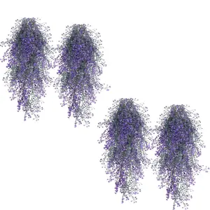 Pack of 4 Purple Vine Plant Fake Ferns Plants Large Faux Artificial Hanging Plants Wall Plants Fake Ivy Room Decor Home Garden Wedding Party Indoor Outdoor Decorations