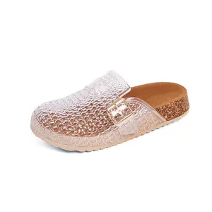 Women's Clear Jelly Mules Slip-On Sandals Adjustable Buckle Open Toe Comfortable Summer Shoes – Runs Small, Size Up Caramel